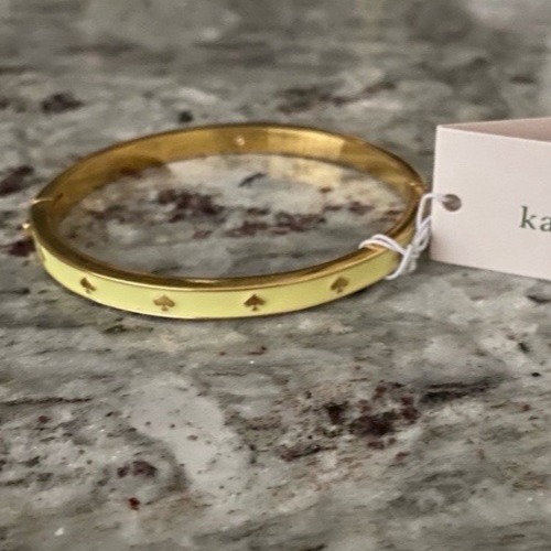Kate Spade Spot The Spade Enamel Hinged Bangle Bracelet In Gold Yellow Nwt 40$